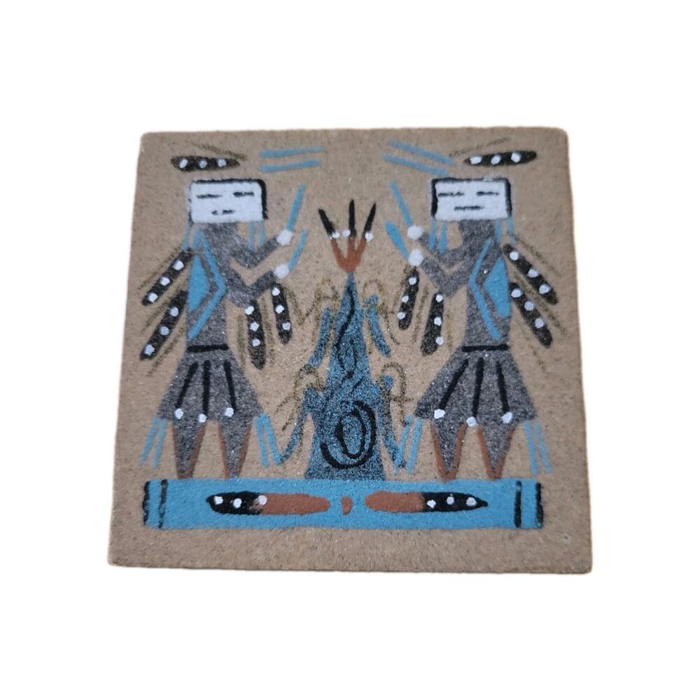 Native American Navajo Indian Sand Painting Art 4”x4”